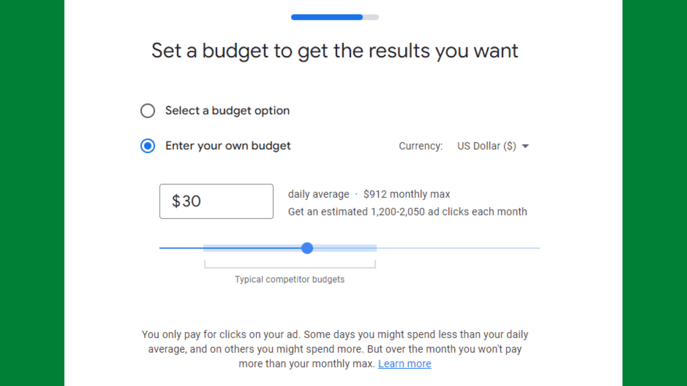 Set your own budget for Google Ads
