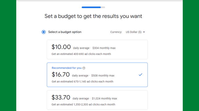 Google Ads budget options