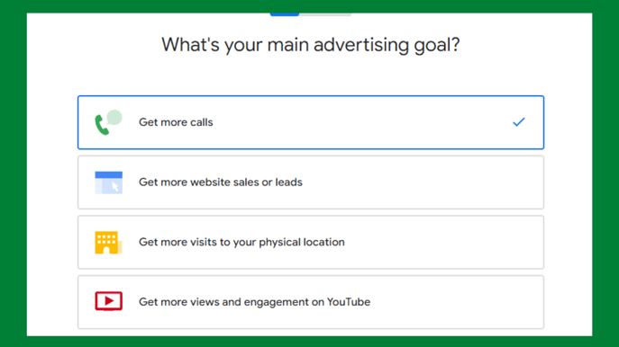 Four goals for Google Ads listed