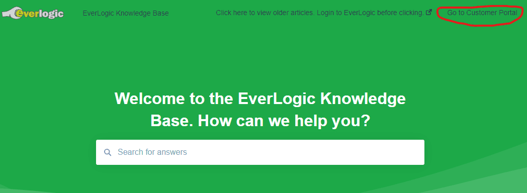 Customer Service Portal link on EverLogic Knowledge Base