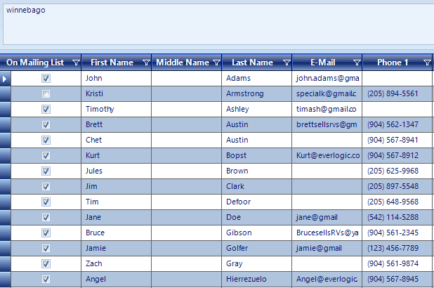 Marketing list for Customer Management module on EverLogic's dealership management software