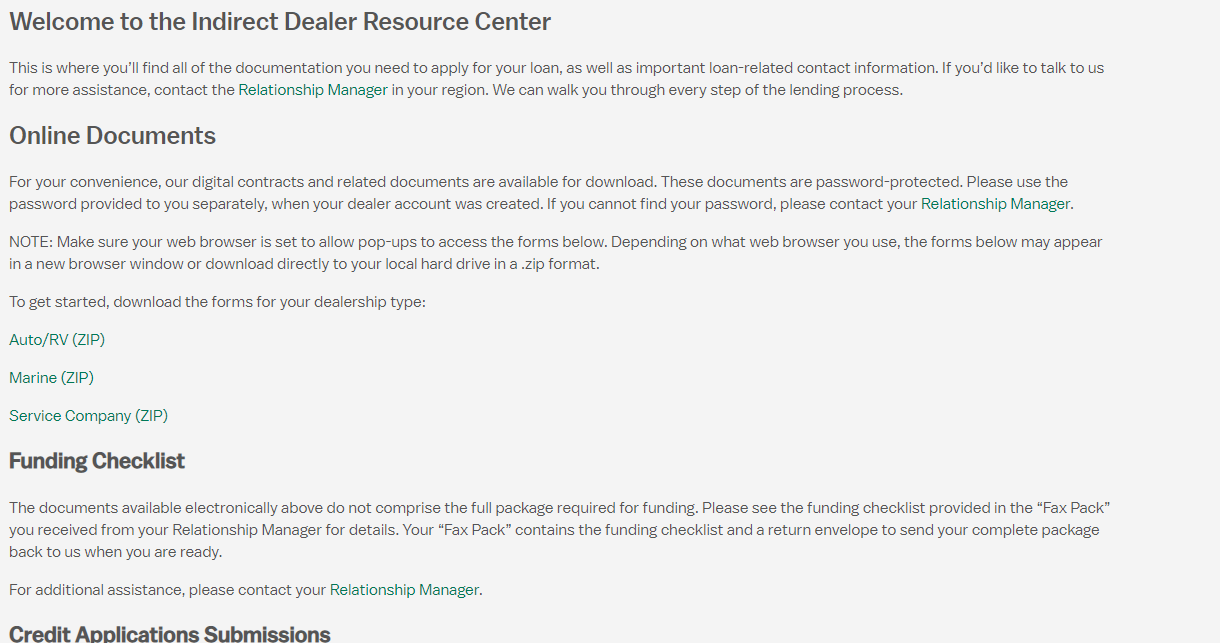 Screen shot of resource center for M&T bank